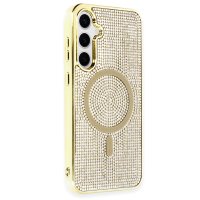 Newface Samsung Galaxy S23 Kılıf Diamond Magsafe Kapak - Gold