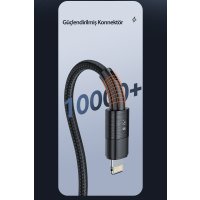 Newface Toocki TQ-X08L 1M 2.4A Hasırlı Usb to Lightning PD Hızlı Şarj Kablosu - Siyah