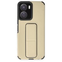 Newface Vivo Y16 Kılıf Mega Standlı Silikon - Gold