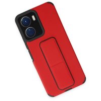 Newface Vivo Y16 Kılıf Mega Standlı Silikon - Kırmızı