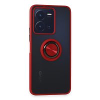 Newface Vivo Y22S Kılıf Montreal Yüzüklü Silikon Kapak - Kırmızı