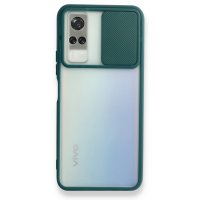 Newface Vivo Y51A Kılıf Palm Buzlu Kamera Sürgülü Silikon - Yeşil