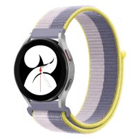 Newface Samsung Galaxy Watch 4 Hasırlı Cırtcırtlı Kordon - Gri-Beyaz