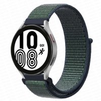 Newface Samsung Galaxy Watch 4 Hasırlı Cırtcırtlı Kordon - Lacivert-Yeşil