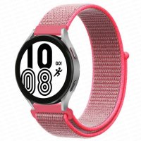 Newface Samsung Galaxy Watch 4 Hasırlı Cırtcırtlı Kordon - Pembe