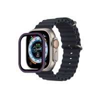 Newface Apple Watch Ultra 49mm Alüminyum Kasa Cam Ekran Koruyucu - Mor