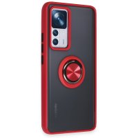 Newface Xiaomi Mi 12T Pro Kılıf Montreal Yüzüklü Silikon Kapak - Kırmızı