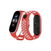 Newface Xiaomi Mi Band 5 Spor Delikli Kordon - Kırmızı-Beyaz