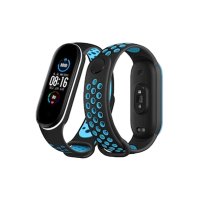 Newface Xiaomi Mi Band 3 Spor Delikli Kordon - Siyah-Mavi-Beyaz