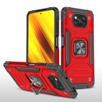 Newface Xiaomi Pocophone X3 Pro Kılıf Zegna Yüzüklü Silikon Kapak - Kırmızı