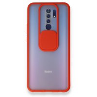Newface Xiaomi Redmi 9 Kılıf Palm Buzlu Kamera Sürgülü Silikon - Kırmızı