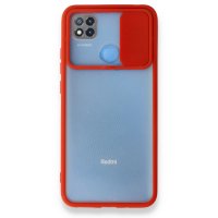 Newface Xiaomi Redmi 9C Kılıf Palm Buzlu Kamera Sürgülü Silikon - Kırmızı