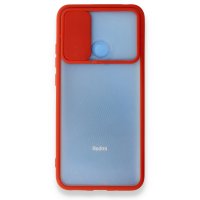 Newface Xiaomi Redmi 9C Kılıf Palm Buzlu Kamera Sürgülü Silikon - Kırmızı