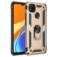 Newface Xiaomi Redmi 9C Kılıf Sofya Yüzüklü Silikon Kapak - Gold