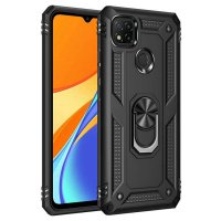 Newface Xiaomi Redmi 9C Kılıf Sofya Yüzüklü Silikon Kapak - Siyah