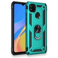 Newface Xiaomi Redmi 9C Kılıf Sofya Yüzüklü Silikon Kapak - Yeşil