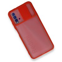 Newface Xiaomi Redmi 9T Kılıf Palm Buzlu Kamera Sürgülü Silikon - Kırmızı