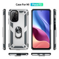 Newface Xiaomi Redmi K40 Kılıf Sofya Yüzüklü Silikon Kapak - Gümüş