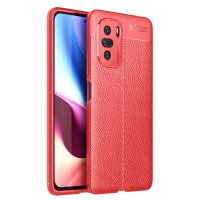 Newface Xiaomi Redmi K40 Kılıf Focus Derili Silikon - Kırmızı