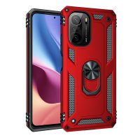 Newface Xiaomi Redmi K40 Pro Kılıf Sofya Yüzüklü Silikon Kapak - Kırmızı