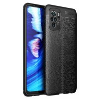 Newface Xiaomi Redmi Note 10 Kılıf Focus Derili Silikon - Siyah