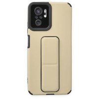 Newface Xiaomi Poco M5s Kılıf Mega Standlı Silikon - Gold