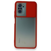 Newface Xiaomi Redmi Note 10 Kılıf Palm Buzlu Kamera Sürgülü Silikon - Kırmızı
