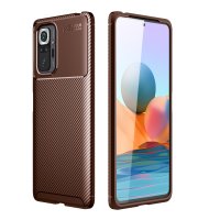 Newface Xiaomi Redmi Note 10 Pro Kılıf Focus Karbon Silikon - Kahverengi