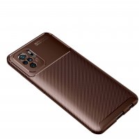 Newface Xiaomi Redmi Note 10S Kılıf Auto Focus Karbon Kapak - Kahverengi