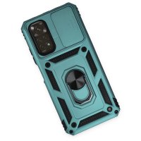 Newface Xiaomi Redmi Note 11 Kılıf Pars Lens Yüzüklü Silikon - Yeşil