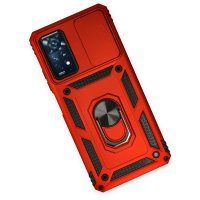 Newface Xiaomi Redmi Note 11 Pro Kılıf Pars Lens Yüzüklü Silikon - Kırmızı