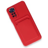 Newface Xiaomi Redmi Note 11S Kılıf Kelvin Kartvizitli Silikon - Kırmızı