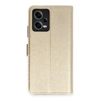 Newface Xiaomi Redmi Note 12 5G Kılıf Trend S Plus Kapaklı Kılıf - Gold