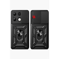 Newface Xiaomi Redmi Note 13 4G Kılıf Pars Lens Yüzüklü Silikon - Kırmızı