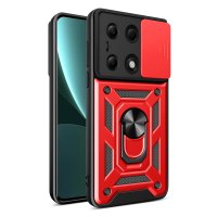 Newface Xiaomi Redmi Note 13 Pro 4G Kılıf Pars Lens Yüzüklü Silikon - Kırmızı