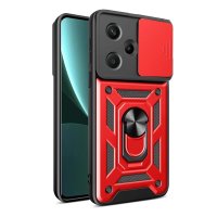 Newface Xiaomi Redmi Note 13 Pro Plus Kılıf Pars Lens Yüzüklü Silikon - Kırmızı