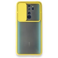 Newface Xiaomi Redmi Note 8 Pro Kılıf Palm Buzlu Kamera Sürgülü Silikon - Sarı