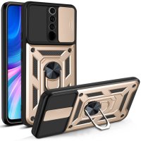 Newface Xiaomi Redmi Note 8 Pro Kılıf Pars Lens Yüzüklü Silikon - Gold