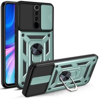 Newface Xiaomi Redmi Note 8 Pro Kılıf Pars Lens Yüzüklü Silikon - Yeşil