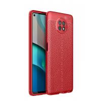 Newface Xiaomi Redmi Note 9 5G Kılıf Focus Derili Silikon - Kırmızı