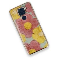 Newface Xiaomi Redmi Note 9 Kılıf Çiçekli Silikon - Pembe