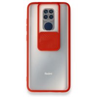 Newface Xiaomi Redmi Note 9 Kılıf Palm Buzlu Kamera Sürgülü Silikon - Kırmızı