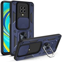 Newface Xiaomi Redmi Note 9 Pro Kılıf Pars Lens Yüzüklü Silikon - Lacivert