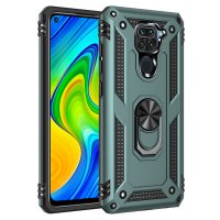 Newface Xiaomi Redmi Note 9 Kılıf Sofya Yüzüklü Silikon Kapak - Yeşil