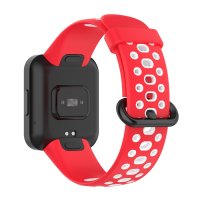 Newface Xiaomi Redmi Watch 2 Spor Delikli Kordon - Kırmızı-Beyaz