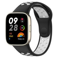 Newface Xiaomi Redmi Watch 3 Spor Delikli Kordon - Siyah-Beyaz