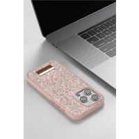 Onegif iPhone 15 Pro Bright Simli Kapak - Pembe