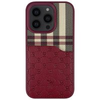 Santa Barbara Polo Racquet Club iPhone 14 Pro Plaid Kartvizitli Kapak - Kırmızı