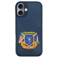 Santa Barbara Polo Racquet Club iPhone 16 Abner İçi Süet Nakış Desenli Kartvizitli Kılıf - Lacivert