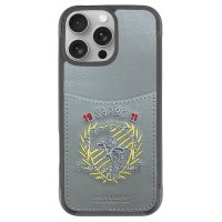 Santa Barbara Polo Racquet Club iPhone 16 Pro Abner İçi Süet Nakış Desenli Kartvizitli Kılıf - Titan Gri